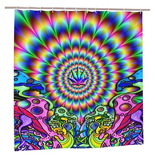 AROONS Abstrakter Pilz-Duschvorhang mit buntem Mandala-Druck, mit 12 Haken, blickdicht, schnell trocknend, wasserdicht, Duschvorhang-Sets für Badezimmer, 183 x 183 cm von AROONS