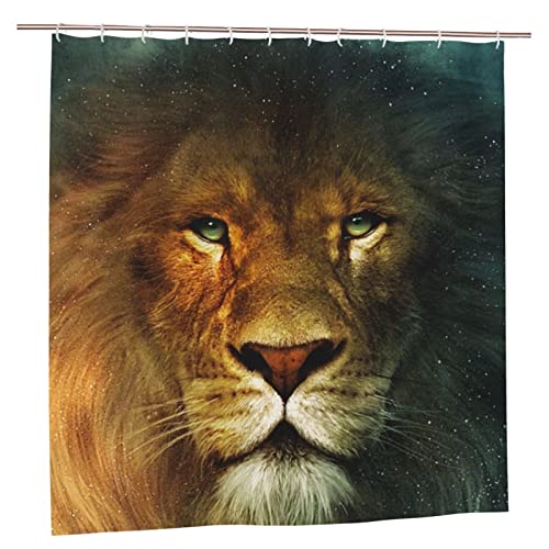 AROONS Duschvorhang-Set mit Löwenmotiv, 12 Haken, blickdicht, schnelltrocknend, wasserdicht, für Badezimmer, 183 x 183 cm von AROONS