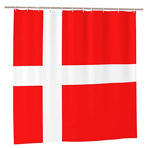 AROONS Duschvorhang mit Dänemark-Flagge, bedruckt, mit 12 Haken, blickdicht, schnelltrocknend, wasserdicht, für Badezimmer, 183 x 183 cm von AROONS