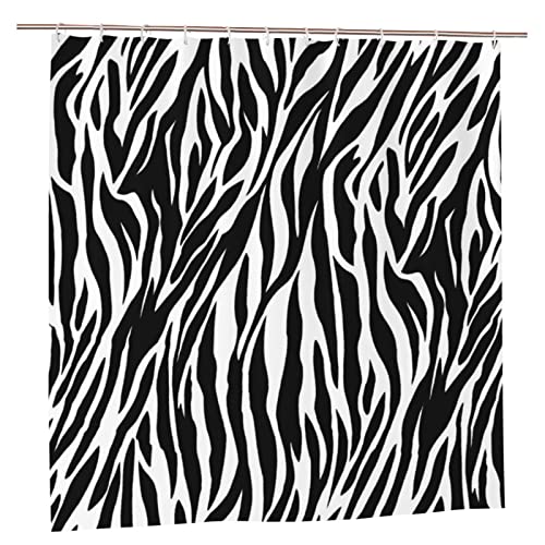AROONS Duschvorhang mit Zebra-Druck, bedruckt, mit 12 Haken, blickdicht, schnelltrocknend, wasserdicht, für Badezimmer, 183 x 183 cm von AROONS