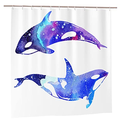 AROONS Orca Killerwal-Duschvorhang, bedruckt, mit 12 Haken, blickdicht, schnelltrocknend, wasserdicht, für Badezimmer, 183 x 183 cm von AROONS