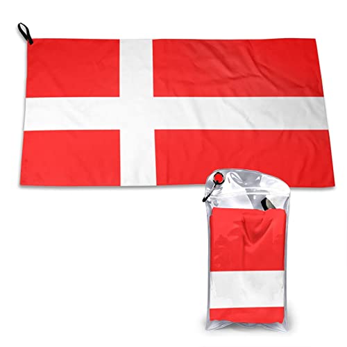 AROONS Schnell trocknendes Handtuch mit Tasche – Dänemark dänische Flagge, bedruckt, super saugfähig, Mikrofaser, Reise-Sporthandtücher, 80 x 40 cm von AROONS