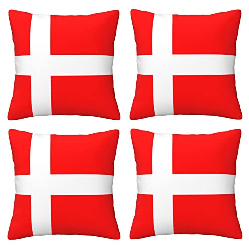 Dänemark dänische Flagge, 4 Stück, quadratische Kissenbezüge, superweicher Kissenschutz mit Reißverschluss für Couch, Wohnzimmer, Sofa, Bett, Büro, Auto, 40 x 40 cm von AROONS