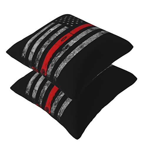 Feuerwehr-Axt, rote Flagge, 2 Stück, quadratische Kissenbezüge, superweicher Kissenschutz mit Reißverschluss für Couch, Wohnzimmer, Sofa, Bett, Büro, Auto, 30 x 30 cm von AROONS