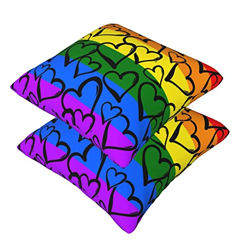 Gay Pride Kissenbezüge mit Regenbogenmuster, 2 Stück, quadratische Kissenbezüge, superweicher Kissenschutz mit Reißverschluss für Couch, Wohnzimmer, Sofa, Bett, Büro, Auto, 40 x 40 cm von AROONS