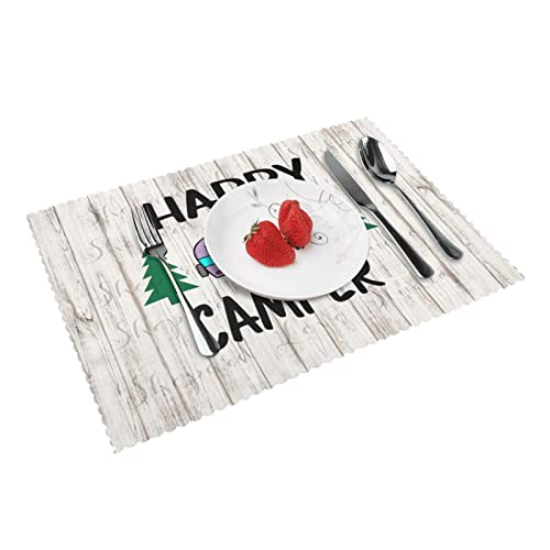 Happy Camper Platzdeckchen-Set, 4 Stück, für Zuhause, Esszimmer, rutschfest, hitzebeständig, Tischsets, 45 x 30 cm von AROONS