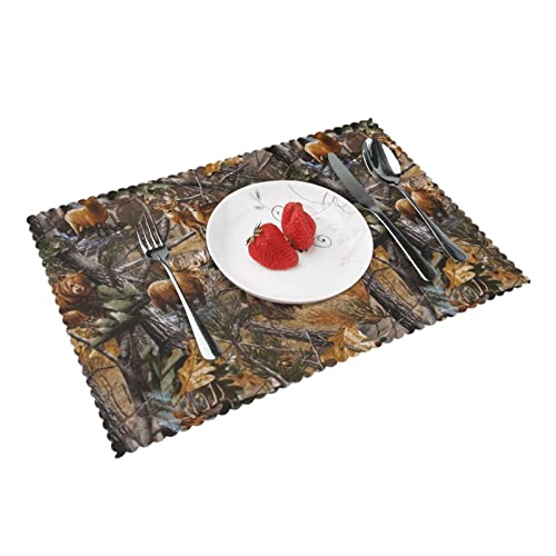Jagd Hirsch Bär Elch Platzsets Set von 4 Home Dining Gifts rutschfeste Tischsets hitzebeständig Tischsets 45 x 30 cm von AROONS