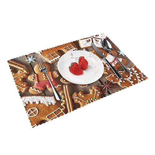 Lebkuchenkekse Platzsets Set mit 4 Stück Home Dining Gifts rutschfeste Tischsets hitzebeständig Tischsets 45 x 30 cm von AROONS