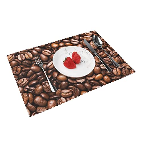 Lustige geröstete Kaffeebohnen Platzsets Set von 4 Home Dining Gifts rutschfeste Tischsets hitzebeständig Tischsets 45 x 30 cm von AROONS