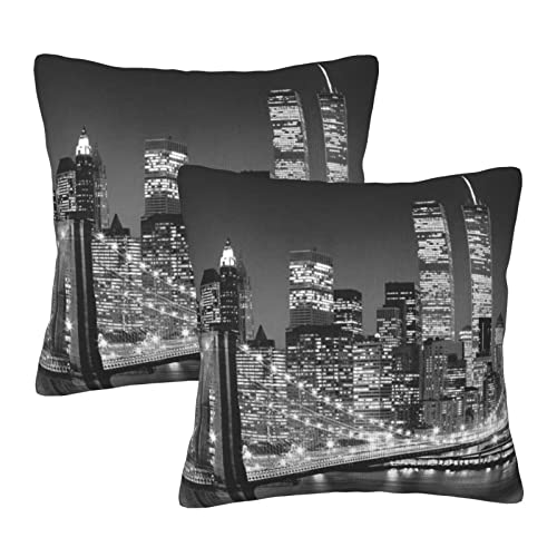 New York Plus Kissenbezüge, 2 Stück, quadratische Kissenbezüge, superweicher Kissenschutz mit Reißverschluss, für Couch, Wohnzimmer, Sofa, Bett, Büro, Auto, 50 x 50 cm von AROONS