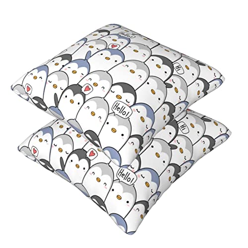 Niedliche Pinguin-Kissenbezüge, 2 Stück, quadratische Kissenbezüge, superweicher Kissenschutz mit Reißverschluss für Couch, Wohnzimmer, Sofa, Bett, Büro, Auto, 30 x 30 cm von AROONS