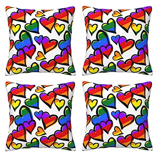 Regenbogenfarbene Kissenbezüge, 4 Stück, quadratische Kissenbezüge, superweicher Kissenschutz mit Reißverschluss, für Couch, Wohnzimmer, Sofa, Bett, Büro, Auto, 40 x 40 cm von AROONS