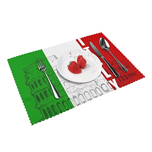 Römisches Kolosseum, italienische Flagge, Tischsets, 4er-Set, Heimessen, Geschenke, rutschfeste Tischsets, hitzebeständig, 45 x 30 cm von AROONS