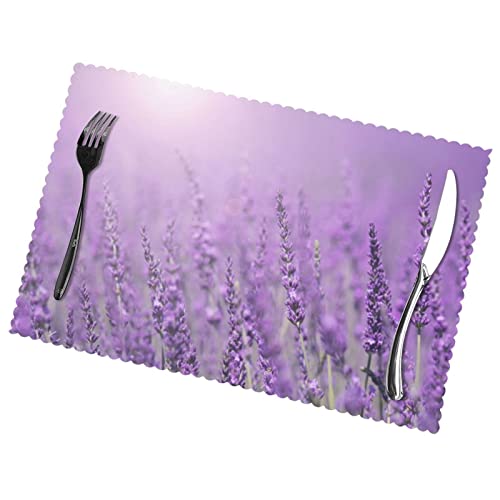 Romantische lila Lavendel Platzsets Set von 6 Home Dining Gifts rutschfeste Tischsets hitzebeständig Tischsets 45 x 30 cm von AROONS