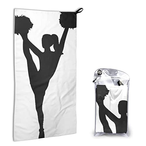 AROONS Schnell trocknendes Handtuch mit Tasche – Cheerleader-Druck, super saugfähiges Gesichtstuch, Mikrofaser, Reise-Sporthandtücher, 40 x 80 cm von AROONS