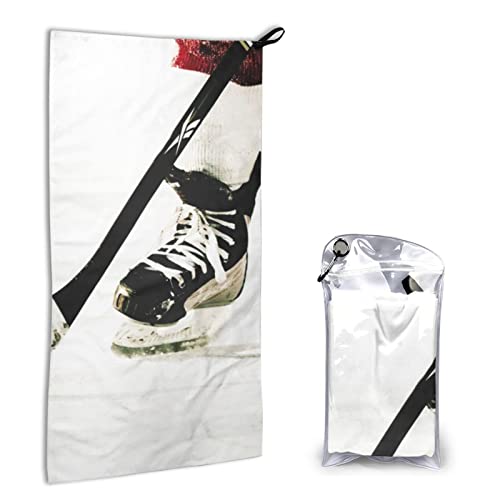 AROONS Schnell trocknendes Handtuch mit Tasche – Eishockey-Muster, bedruckt, super saugfähiges Gesichtstuch, Mikrofaser, Reise-Sport-Handtücher, 40 x 80 cm von AROONS