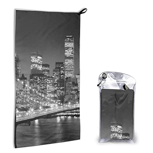 AROONS Schnell trocknendes Handtuch mit Tasche – New York bedruckt, super saugfähiges Gesichtstuch, Mikrofaser, Reise-Sport-Handtücher, 40 x 80 cm von AROONS