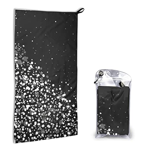 AROONS Schnell trocknendes Handtuch mit Tasche – schwarz-weißer Glitzer-Druck, super saugfähiges Gesichtstuch, Mikrofaser, Reise-Sport-Handtücher, 40 x 80 cm von AROONS