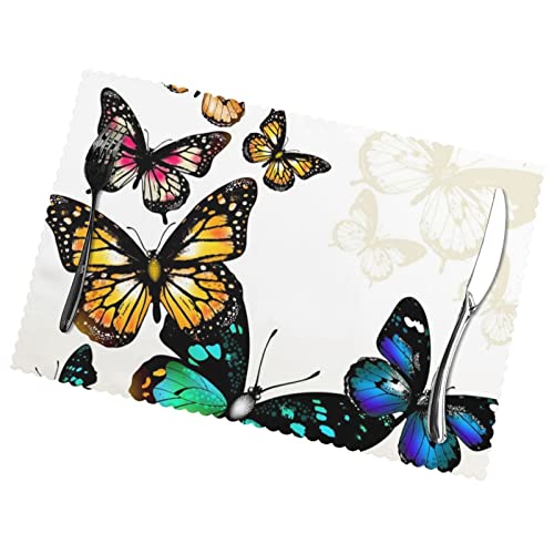 Schönes Schmetterling-Tischsets, 6 Stück, für Zuhause, Esszimmer, rutschfest, hitzebeständig, Tischsets, 45 x 30 cm von AROONS
