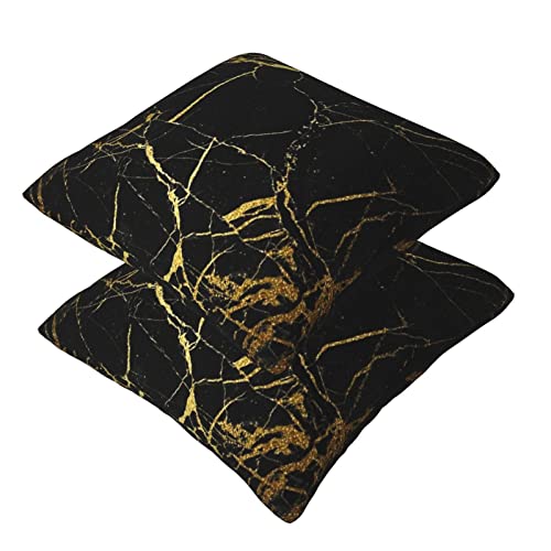 Schwarz / Gold Marmor Kissenbezüge, 2 Stück, quadratische Kissenbezüge, superweicher Kissenschutz mit Reißverschluss für Couch, Wohnzimmer, Sofa, Bett, Büro, Auto, 40 x 40 cm von AROONS