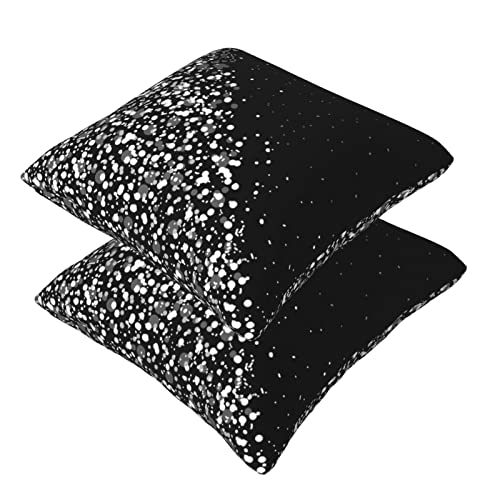 Schwarz / Weiß Glitzer Kissenbezüge, 2 Stück, quadratische Kissenbezüge, superweicher Kissenschutz mit Reißverschluss für Couch, Wohnzimmer, Sofa, Bett, Büro, Auto, 40 x 40 cm von AROONS