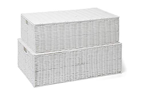 ARPAN Unterbettkommode aus Kunstharz, geflochten, mit Deckel, Weiß (Set – 1 x groß, 1 x mittel) von ARPAN
