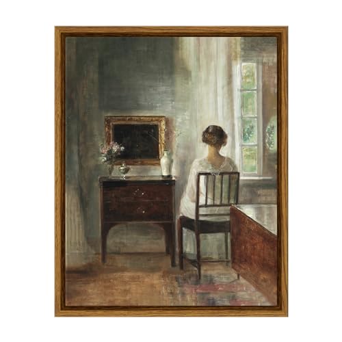 ARPEOTCY Gerahmte Leinwand-Wanddekoration, Vintage-Porträt, klassische Frauenbilder, Wandkunst für Wohnzimmer, Ölgemälde für Badezimmer, Büro, Schreibtisch-Dekoration, 20,3 x 25,4 cm von ARPEOTCY