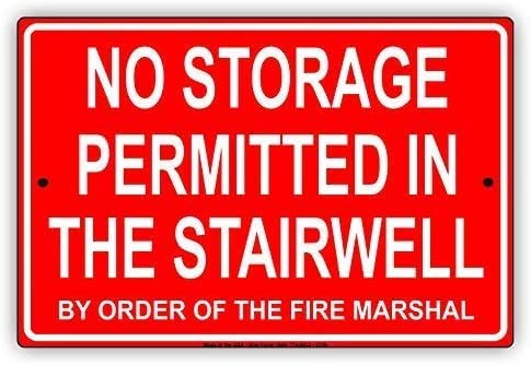 ARPINO Blechschild, 20,3 x 30,5 cm, Aufschrift "No Storage Permitted in The Stairwell by The Order of The Fire Marshall", Hinweisschild, Sicherheitsschild ARPINO Blechschild, 20,3 x 30,5 cm, Aufschrift "No Storage Permitted in The Stairwell by The Order of The Fire Marshall", Hinweisschild, Sicherheitsschild von ARPINO