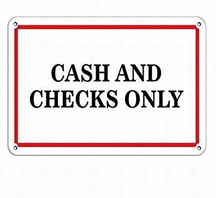 ARPINO Blechschild, 20,3 x 30,5 cm, "Cash Checks Only", Hinweisschild, Sicherheitsschild von ARPINO