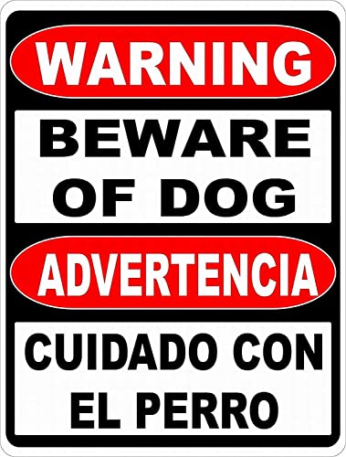ARPINO Blechschild, 20,3 x 30,5 cm, zweisprachig, Aufschrift "Beware of Dog", Englisch und Spanisch, Warnschild von ARPINO