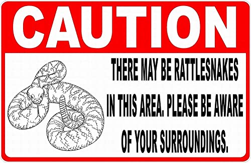 ARPINO Blechschild, Aufschrift "There May Be Rattlesnakes in Area", Warnschild, Sicherheitsschild, 20,3 x 30,5 cm von ARPINO