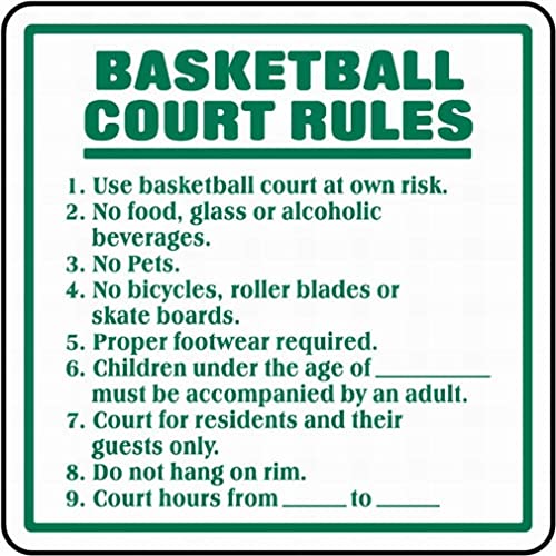 ARPINO Blechschild 20,3 x 20,3 cm Basketball Court Rules Hinweisschild Warnschild Sicherheitsschild von ARPINO
