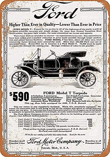 ARPINO Metallschild 20,3 x 30,5 cm 1912 Ford Model T Torpedo Vintage Blechschild Heimdekoration ARPINO Metallschild 20,3 x 30,5 cm 1912 Ford Model T Torpedo Vintage Blechschild Heimdekoration von ARPINO