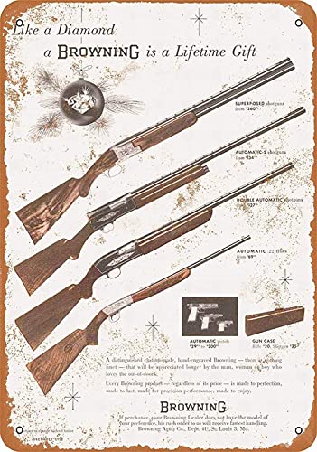ARPINO Metallschild 20,3 x 30,5 cm Browning Shotguns Vintage Blechschild Heimdekoration von ARPINO