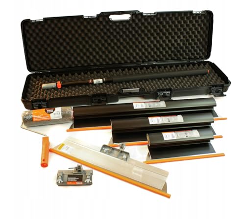 Black Profi Set : 3 x Flächenspachtel (350mm, 550mm, 800mm) - Aluminium Teleskopstange - Stielaufnahme - Rollspachtel Koffer - Werkzeug Koffer Masterset 7-tlg - Made in EU von ARPON