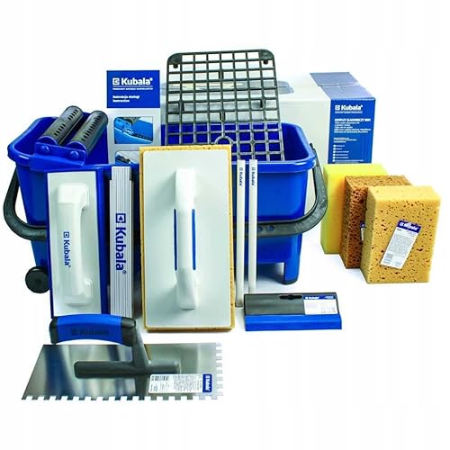 Fliesenwaschset 20l Fliesenleger Waschbox 12- teiliges Waschset enthält Gittereinlage - Räderset - Doppelrolle - Fliesenwaschbrett - Fugenbrett - 3 x Fliesenschwamm - Glättekelle von ARPON