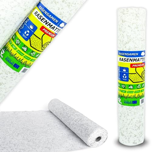 Matte mit integrierten Rasensamen - Gras auf der Rolle für eine einfache Aussaat - biologisch abbaubare Rasenvlies-Grassamen schnellkeimend- Rasenrolle (10m²) - Rasenmatte von ARPON