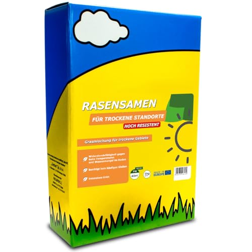 Rasensamen 1kg für Trockenrasen & Schattenrasen - Samen dürreresistent - Rasen schnellkeimend - ARPON Grassamen - Rasensaat das nicht oft gegossen werden muss - Gras Made in EU von ARPON