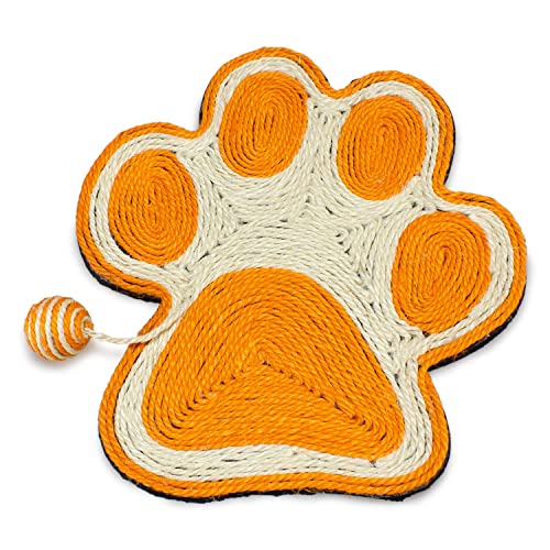 Arquivet Kratzer Fußabdruck Orange mit Maus für Katzen - 40 x 36 cm - große Kratzer - Kratzer, Katzenmatte Horizontal - Zubehör für Katzen - Nagelschärfer von Arquivet