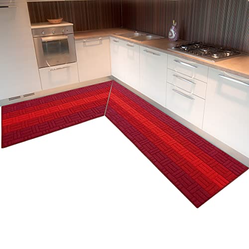 Küchen-Eckteppich nach Maß mit Einfassung in 3D-Textur und Anti-Rutsch-Beschichtung an der Unterseite BORDO' von ARREDIAMOINSIEME-nelweb