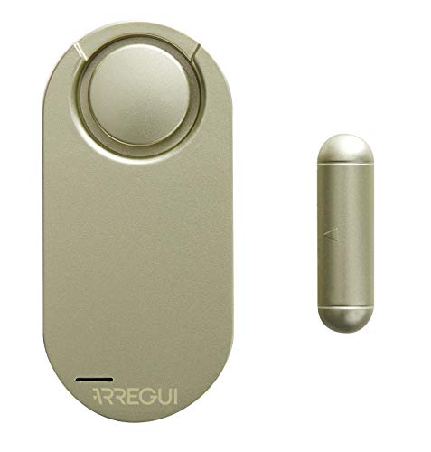 ARREGUI AL013 Alarmanlage fürs Haus,Wohnung,Büro,Schrank,Garage oder Wohnmobil | Fensteralarm | Türalarm mit Sensor | Alarmanlage mit 2 Fernbedienungen | Fenster oder Tür Alarm mit Sirene | gold von ARREGUI