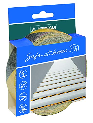 ARREGUI Anti-Rutsch Klebeband Gelb und schwarz, Für Innen-und außenbereich, Stark Sicherheitsband rutschfest für Treppen, Selbstklebend, 5m x 40mm von ARREGUI