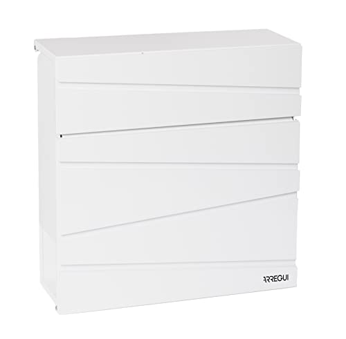 ARREGUI Armor E6901 Designer Briefkasten aus Verzinktem Stahl mit Zeitungsrolle, Postkasten + Zeitungsbox, Größe M (DIN A4), Moderner Design Wandbriefkasten mit Zeitungsfach und Schutzklappe, Weiß von ARREGUI
