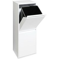 Basic Recycling Abfalleimer / Mülleimer aus Stahl, Mülltrennsystem mit 2 entnehmbaren Inneneimern aus Kunststoff mit Griff 2 x 17L (34 l) Weiß von ARREGUI