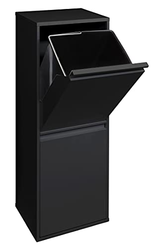 ARREGUI Basic CR206-B Mülltrennsystem aus Stahl | 2 Fächer Mülleimer für die Küche | 2 Fach Abfalleimer | 2x17L (34L) | Herausnehmbare Inneneimer mit Griff | Recycling Schrank | Mülltrennung | schwarz von ARREGUI
