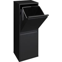 Basic Recycling Abfalleimer / Mülleimer aus Stahl, Mülltrennsystem mit 2 entnehmbaren Inneneimern aus Kunststoff mit Griff 2 x 17L (34 l) Schwarz von ARREGUI