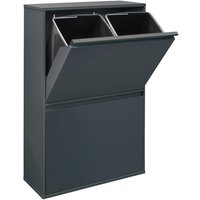 Basic Recycling Abfalleimer / Mülleimer aus Stahl, Mülltrennsystem mit 4 entnehmbaren Inneneimern aus Kunststoff mit Griff, 4 x 17L (68 l) von ARREGUI