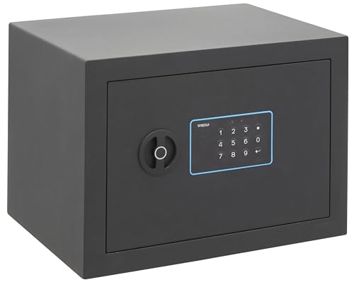 ARREGUI Blue 650120 Möbeltresor | Möbelsafe aus Stahl mit Elektronikschloss | 25 x 35 x 25 cm | 18 L | Haussafe mit programmierbarem elektronischem Zahlenschloss | Tresor Safe mit Notschlüssel | Grau von ARREGUI