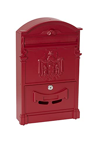 ARREGUI Residencia D-2151/R Briefkasten aus Aluminium im klassischen Stil, Größe M (DIN A4), Eleganter und Dekorativer Wandbriefkasten für Draußen mit Namensschild, Einfache Montage, rot von ARREGUI
