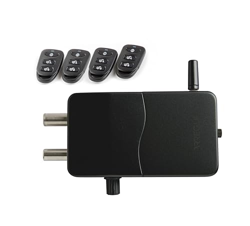 ARREGUI CI10N-AL Unsichtbares Türschloss mit Alarmanlage + 4 Fernbedienungen | Schlüsselloses Zusatzschloss mit Alarm | Elektronisches Sicherheitsschloss | Türriegelschloss | Diebstahlschutz | Schwarz von ARREGUI